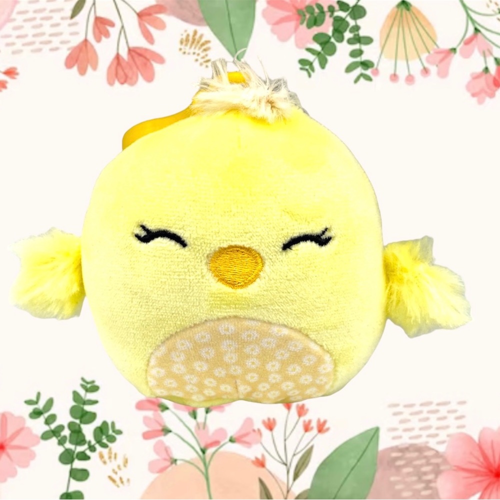 Squishmallow 3.5" Aimee Chick Clip Yellow Flower Belly 2023 Easter Plush BNWT